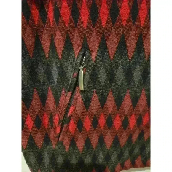 Allison Daley Petite Women's Red Geometric Zip-Up Jacket Size PL - Picture 3 of 12
